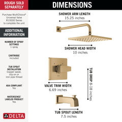 DELTA FAUCET DELTA FAUCET T14468-CZ-PP Modern Monitor 14 Series Tub & Shower Trim