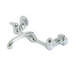 RWC EZ FLO 10142LF 2-Handle Wall-Mount Faucet, Chrome-Plated