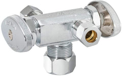 EZ-FLO EZ-FLO 04352LF Dual Outlet/Dual Handle Stop Valve Chrome 5/8 Inch Comp X 3/8 Inch Com