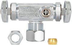 EZ-FLO EZ-FLO 04352LF Dual Outlet/Dual Handle Stop Valve Chrome 5/8 Inch Comp X 3/8 Inch Com