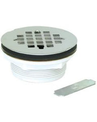 EZ-FLO EZ-FLO 15308 PVC Stainless No-Caulk Replacement Drain Strainer/Stopper For Shower Bathtub With Wrench, 2-Inch Grid