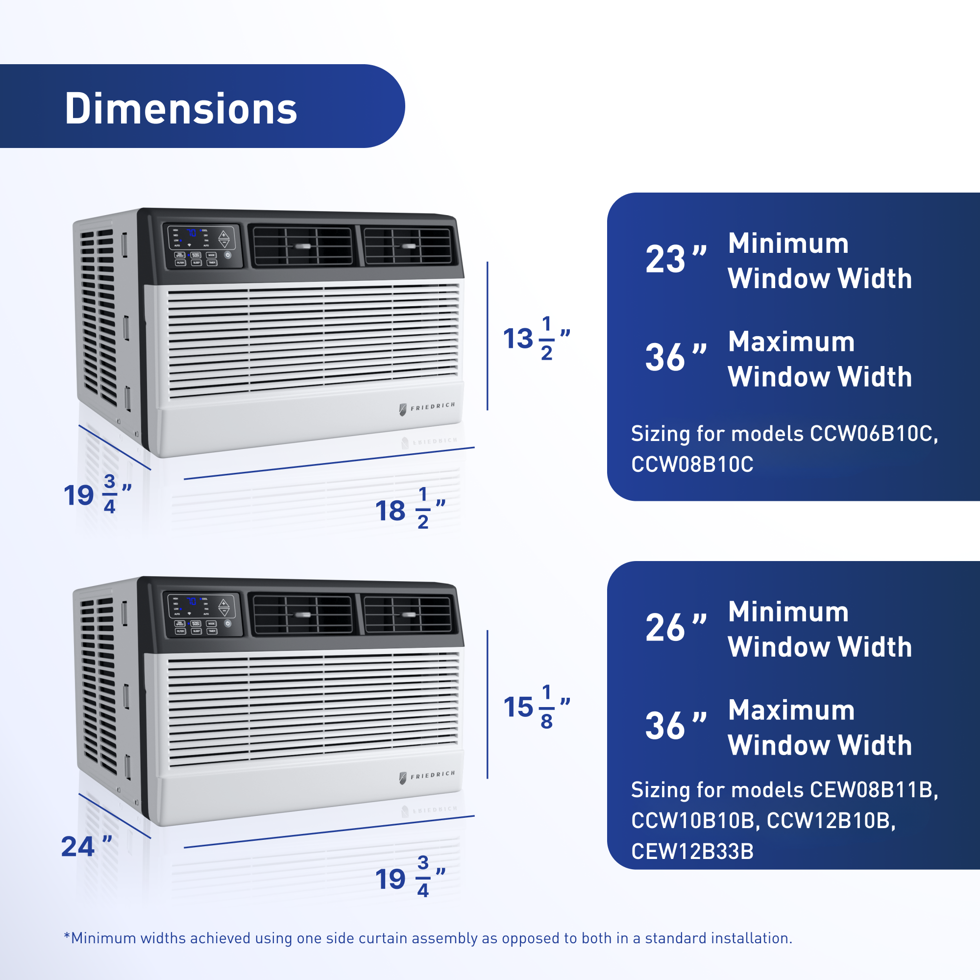 FRIEDRICH FRIEDRICH CEW12B33B Smart Window Air Conditioner with Heat