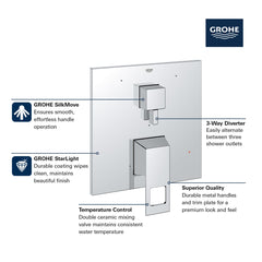 GROHE GROHE 29426000 Pressure Balance Valve Trim with 3-Way Diverter