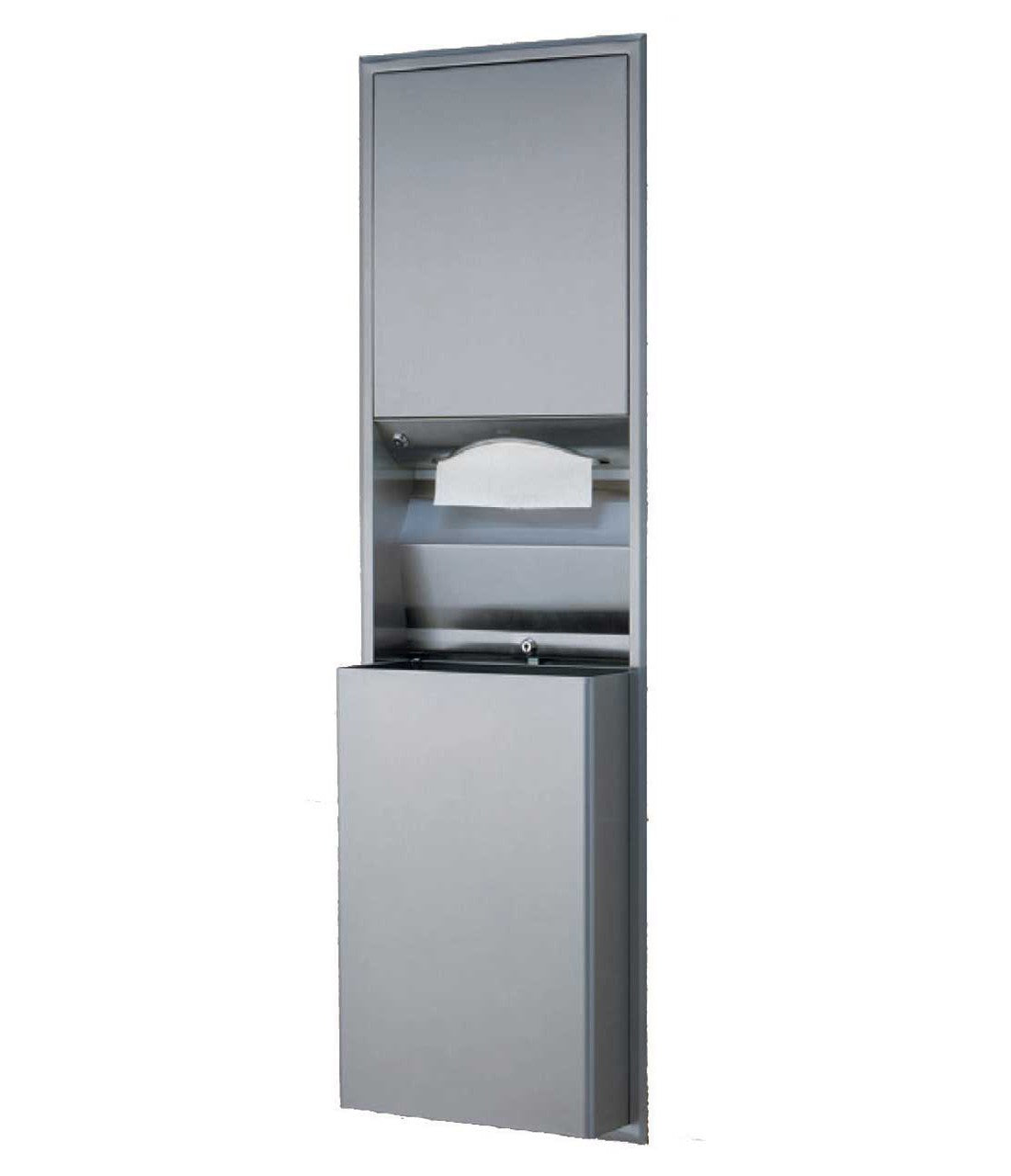 BOBRICK Bobrick 3942 ClassicSeries Semi-Recessed Convertible Paper Towel Dispenser and Waste Receptacle