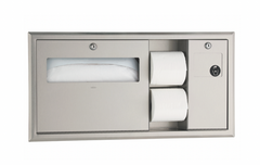 BOBRICK Bobrick 3092 Recessed Toilet Tissue, Seat-Cover Dispenser and Waste Disposal