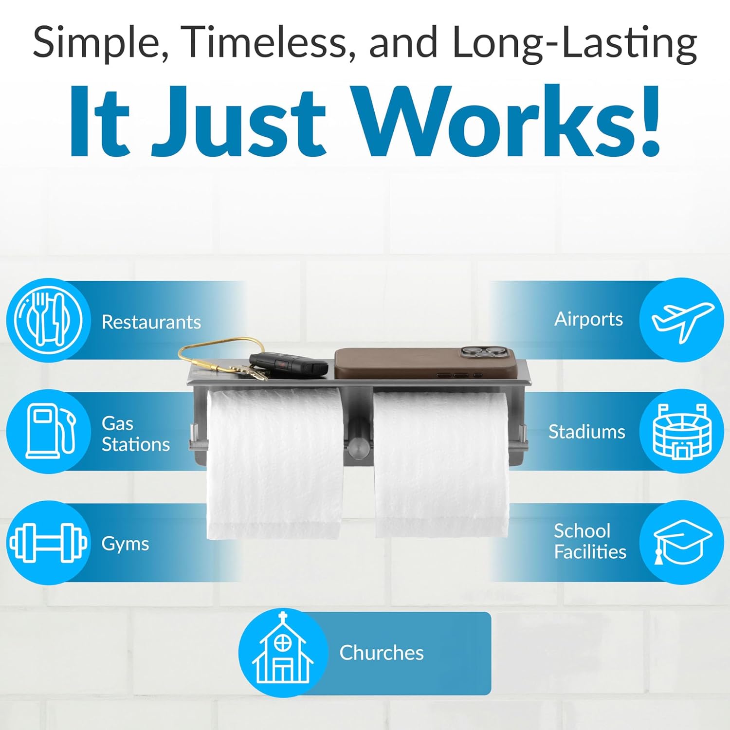 BOBRICK Bobrick 540 Surface-Mounted Toilet Tissue Dispenser and Utility Shelf