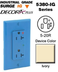 LEVITON Leviton 5380-IGI Receptacle Prot Srg 125VAC 20A 5KA Surf