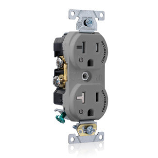 LEVITON Leviton TBR20-S2G Tamper Resistant Duplex Receptacle 20A-125V Gray