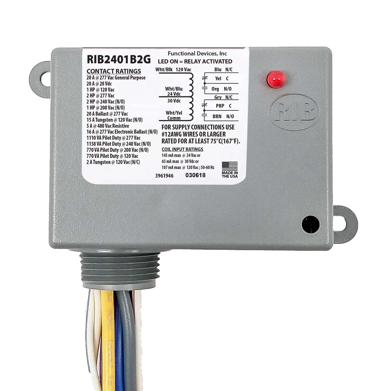 ADVANCED DISTRIBUTOR PRODUCTS RIB2401B2G DPDT RELAYS