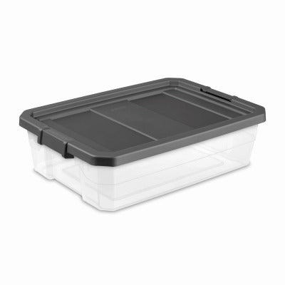 STERILITE Sterilite 14743V06 40 Qt Stacker Box Clear Gray 6 Pack