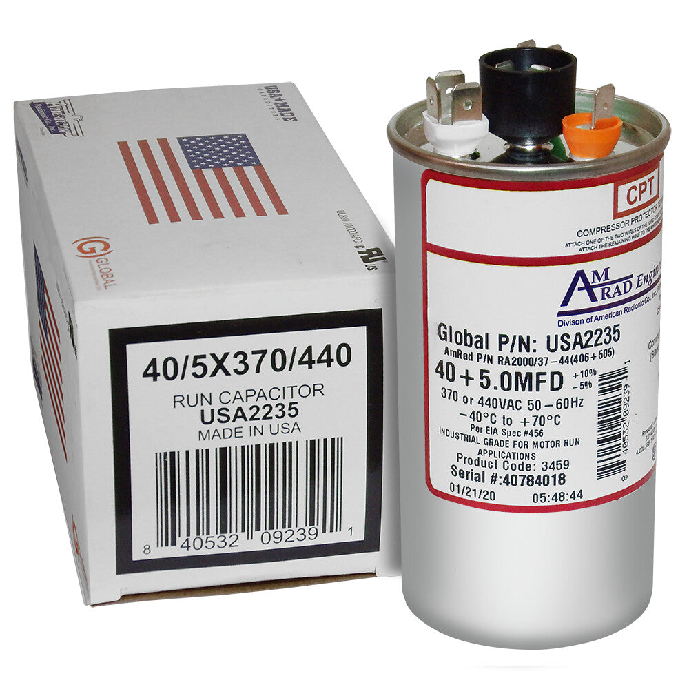 RHEEM Rheem USA2235 Amrad Dual Round Capacitor 40/5 uF 440 VAC