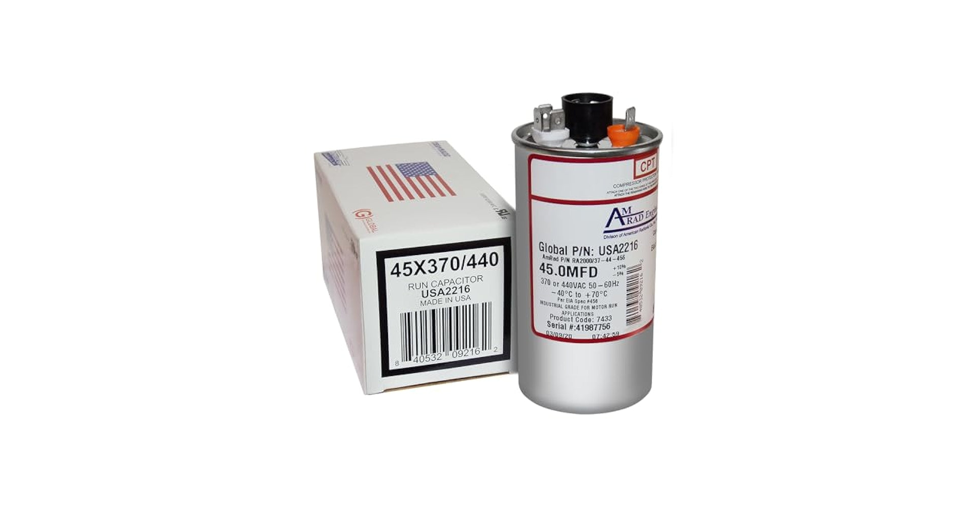 TRANE Trane CPT0449 45 uF MFD x 370 VAC Genteq Replacement Capacitor