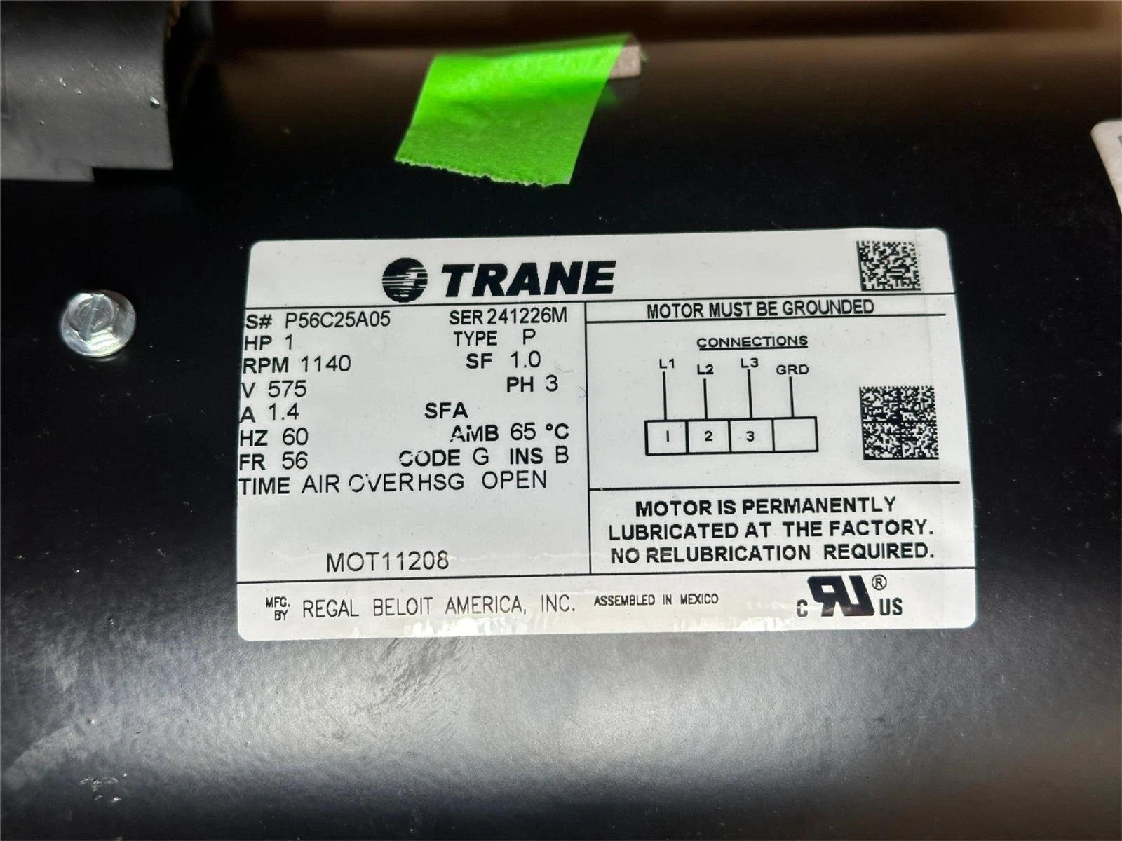 TRANE Trane MOT11208 1 HP Motor