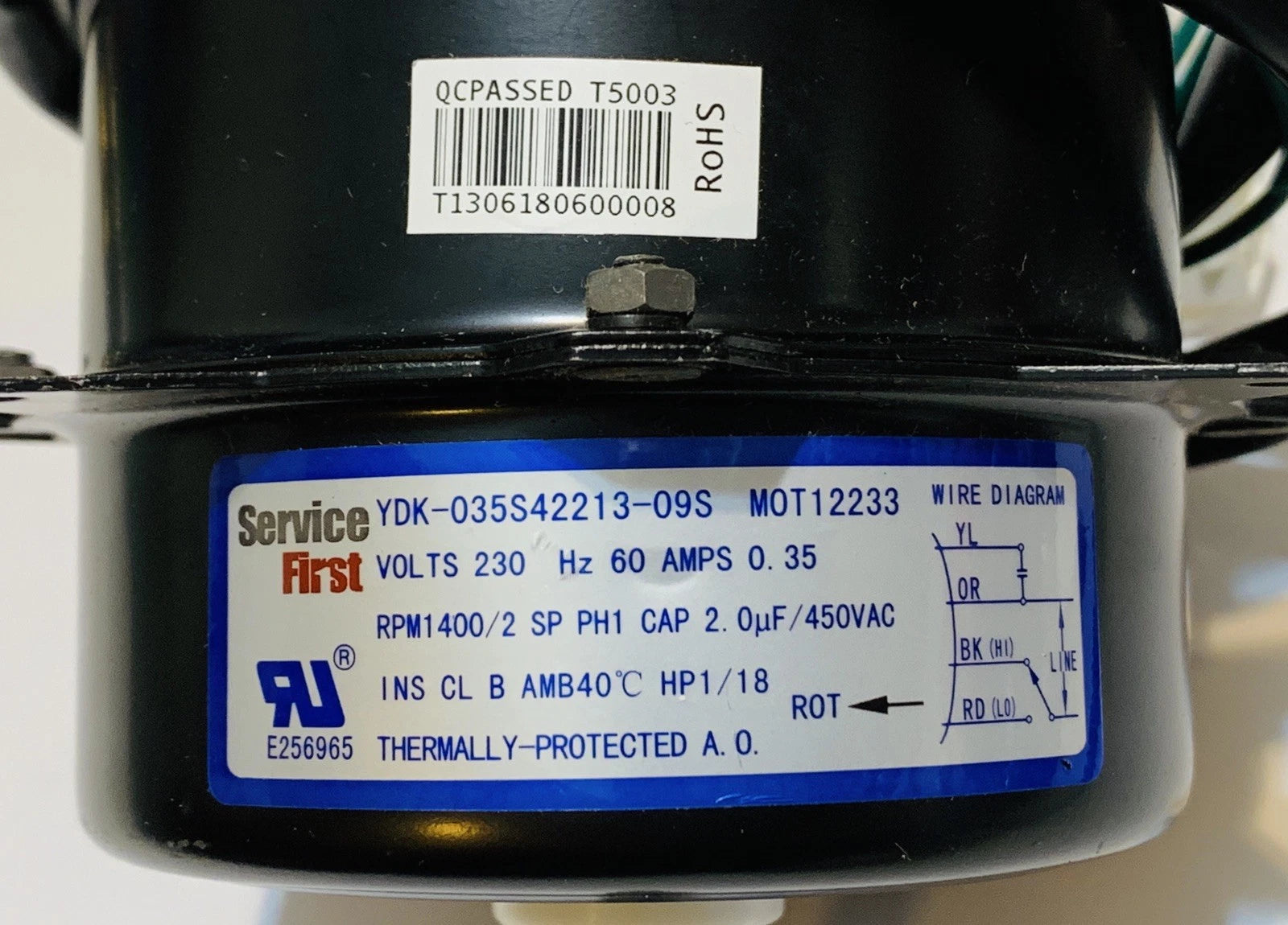 TRANE Trane MOT12233 Condenser Fan Motor 230V 1400 RPM 1/18 HP