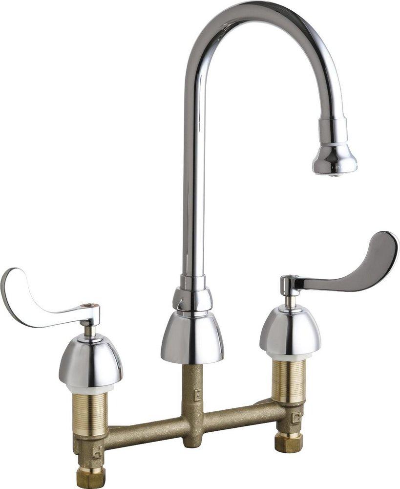 CHICAGO FAUCETS Chicago Faucets 786-ABCP Two Handle Kitchen Faucet in Polished Chrome