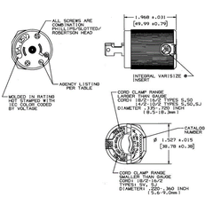 Hubbell HBL7102C 20 Amp 250 Volt 2-Pole 4-Wire NEMA L2-20P Black and White Locking Plug