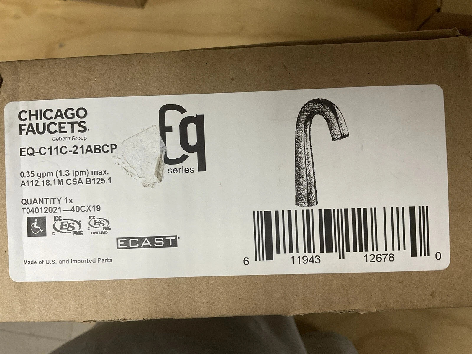 CHICAGO FAUCETS Chicago Faucets EQ-C11C-21ABCP EQ Series High Arc Lavatory Sink Faucet