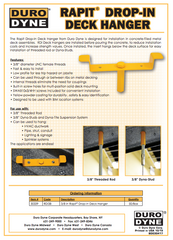 DURO DYNE Duro Dyne 30339 Duro Dyne Rapit Drop-In Deck Hanger