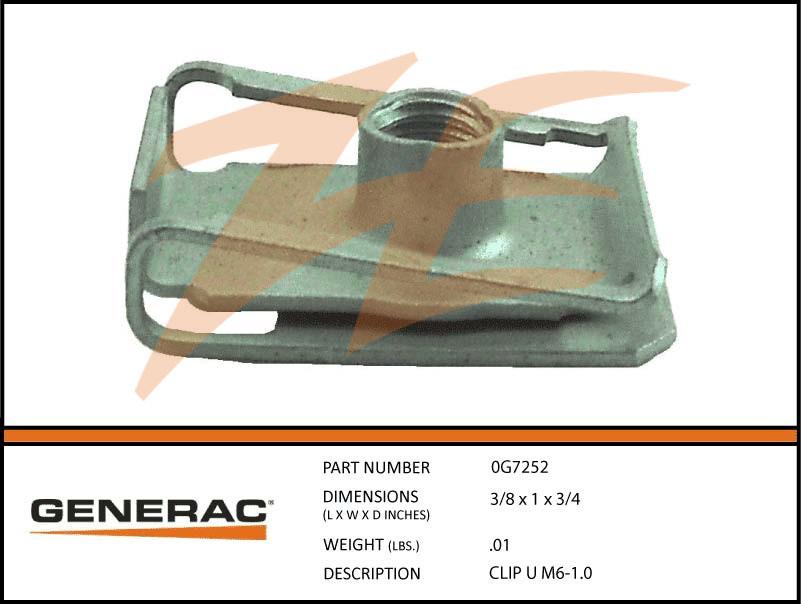 GENERAC Generac 0G7252 Clip U M6-1.0