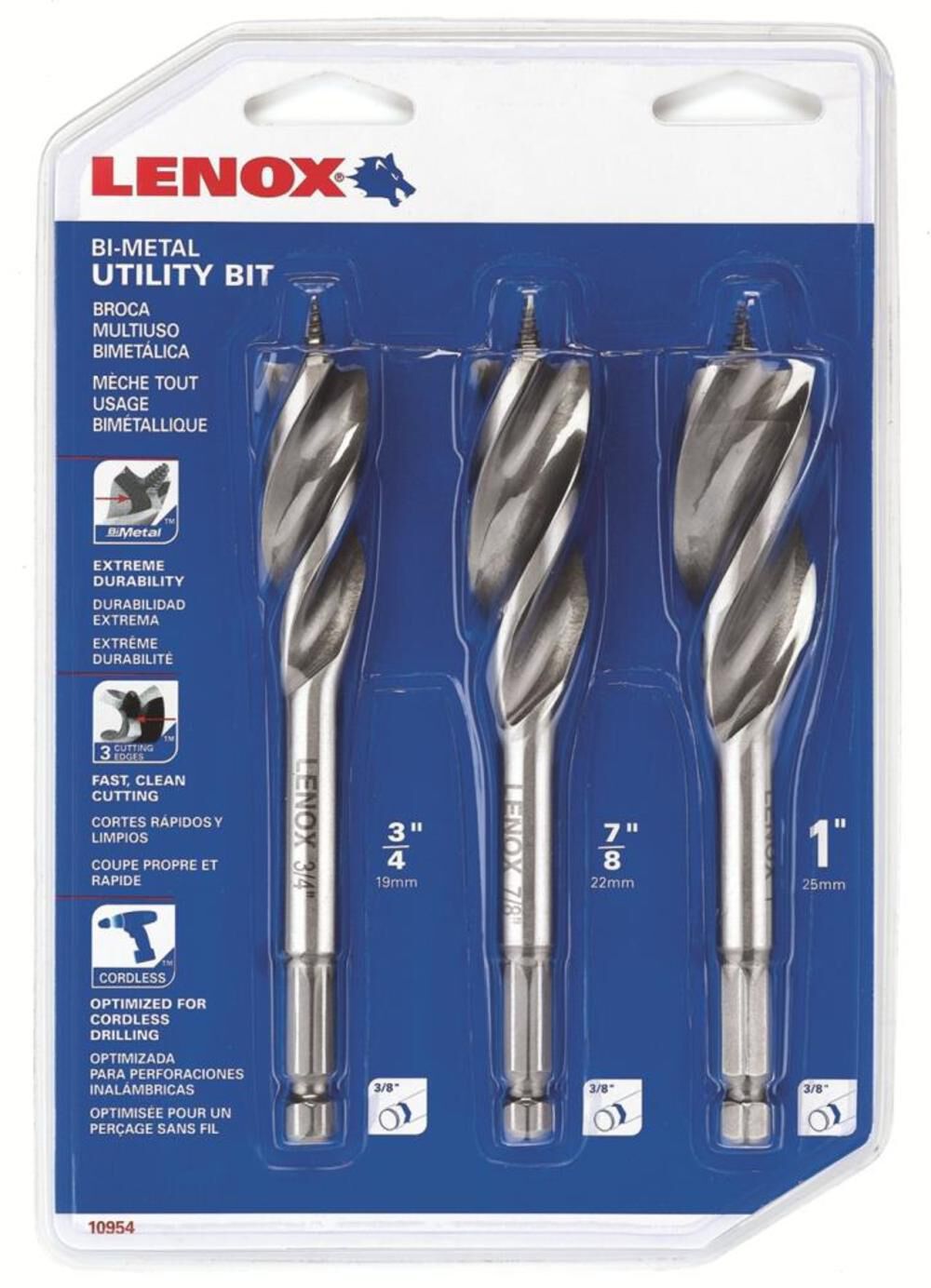 LENOX Lenox 10954 General Bi-Metal Utility Bit Kit, 3-Piece
