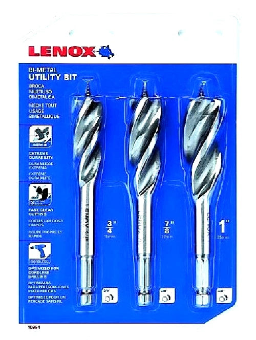 LENOX Lenox 10954 General Bi-Metal Utility Bit Kit, 3-Piece