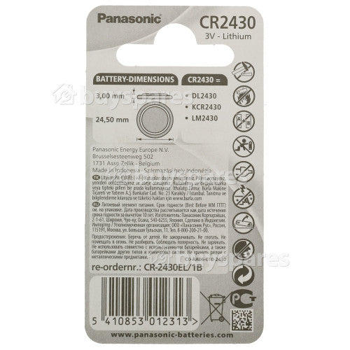 PANASONIC PANASONIC CR2430 Lithium Coin Cell Battery 3V
