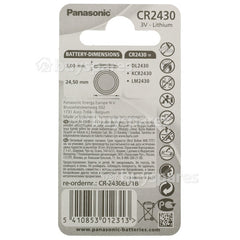 PANASONIC PANASONIC CR2430 Lithium Coin Cell Battery 3V