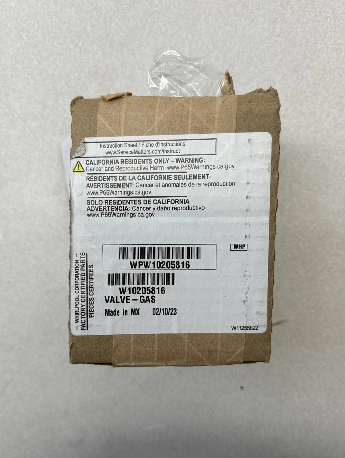 WHIRLPOOL Whirlpool WPW10205816 Range Oven Gas Valve