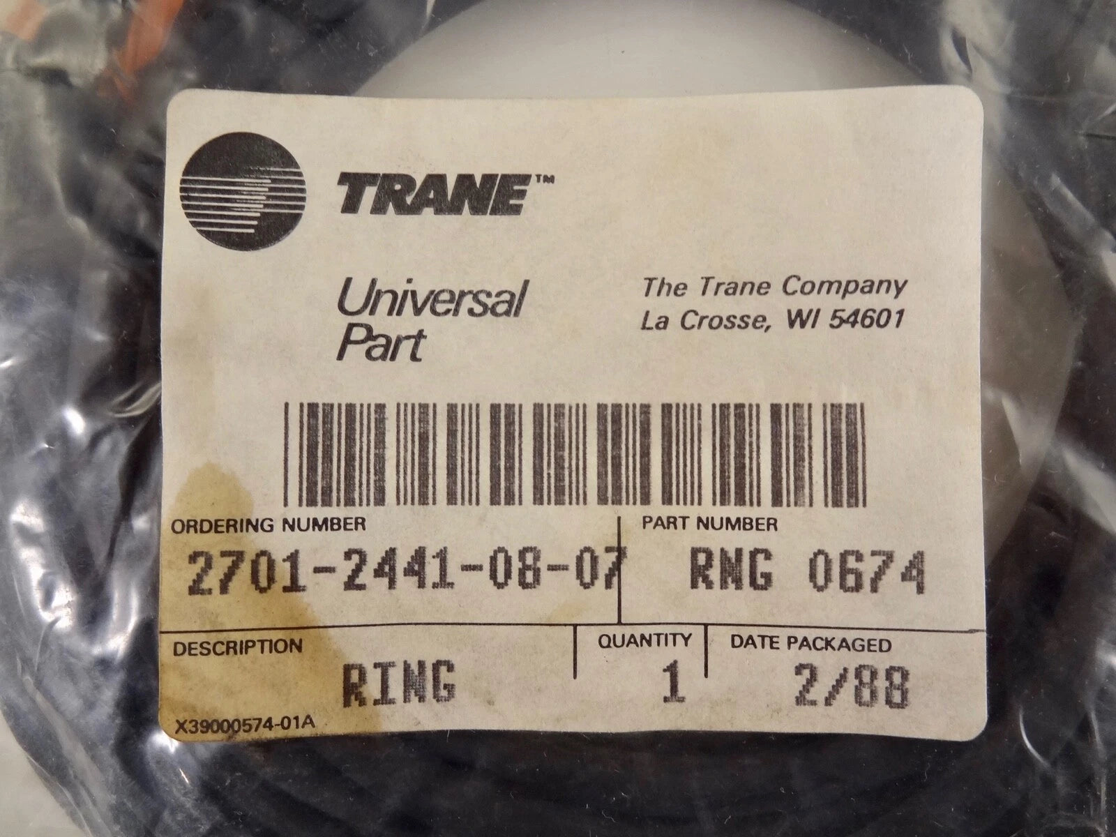 TRANE Trane RNG0674 O-Ring Not R-123 Compatible