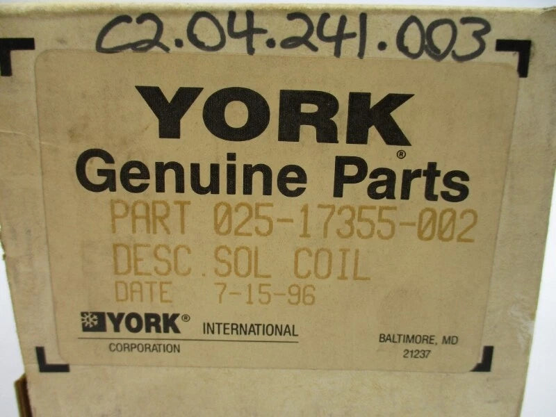 YORK YORK 025-17355-002 Coil Sol Ep 120/50-60