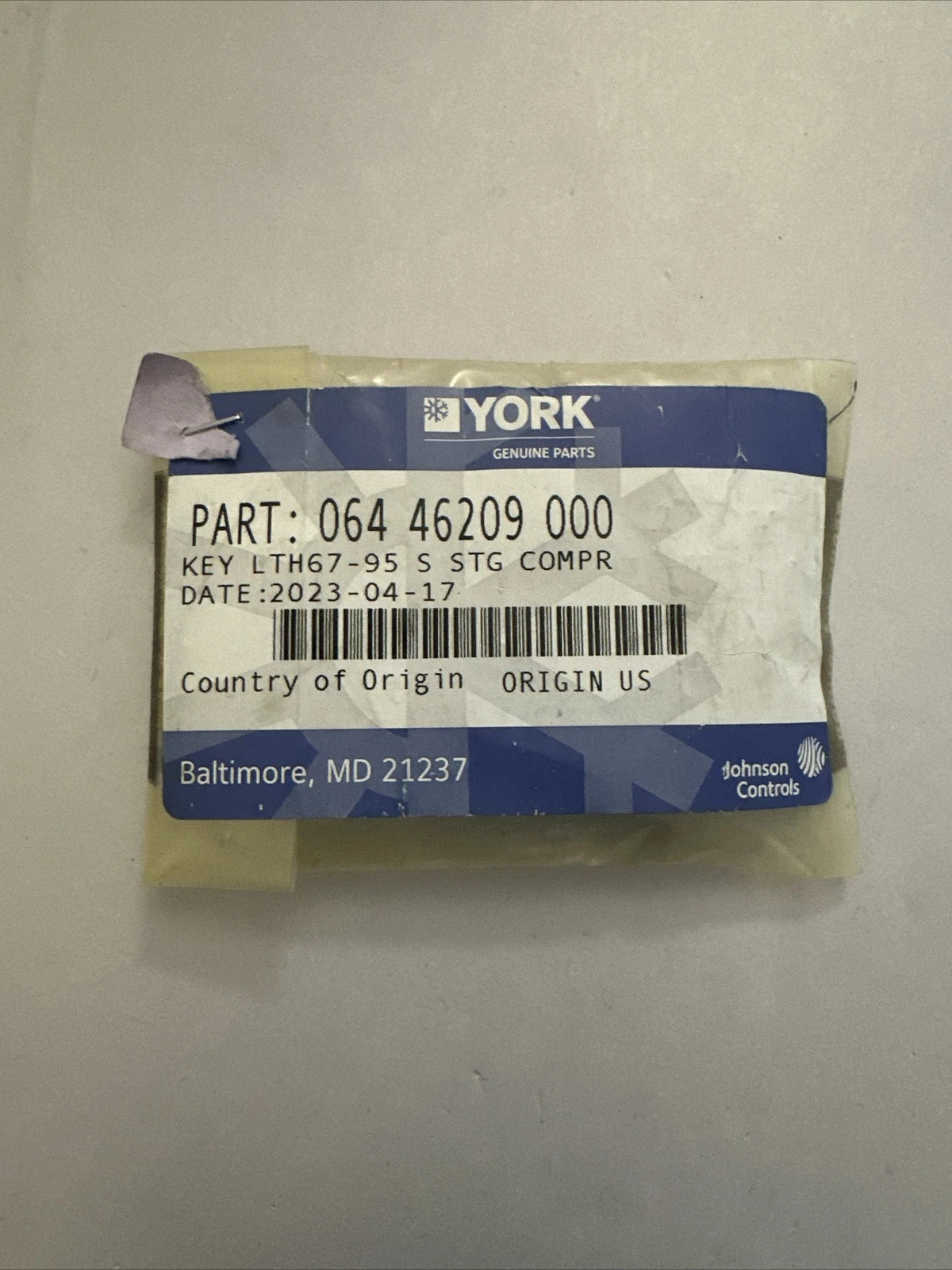 YORK YORK 064-46209-000 Key LTH67-95 S STG Compressor