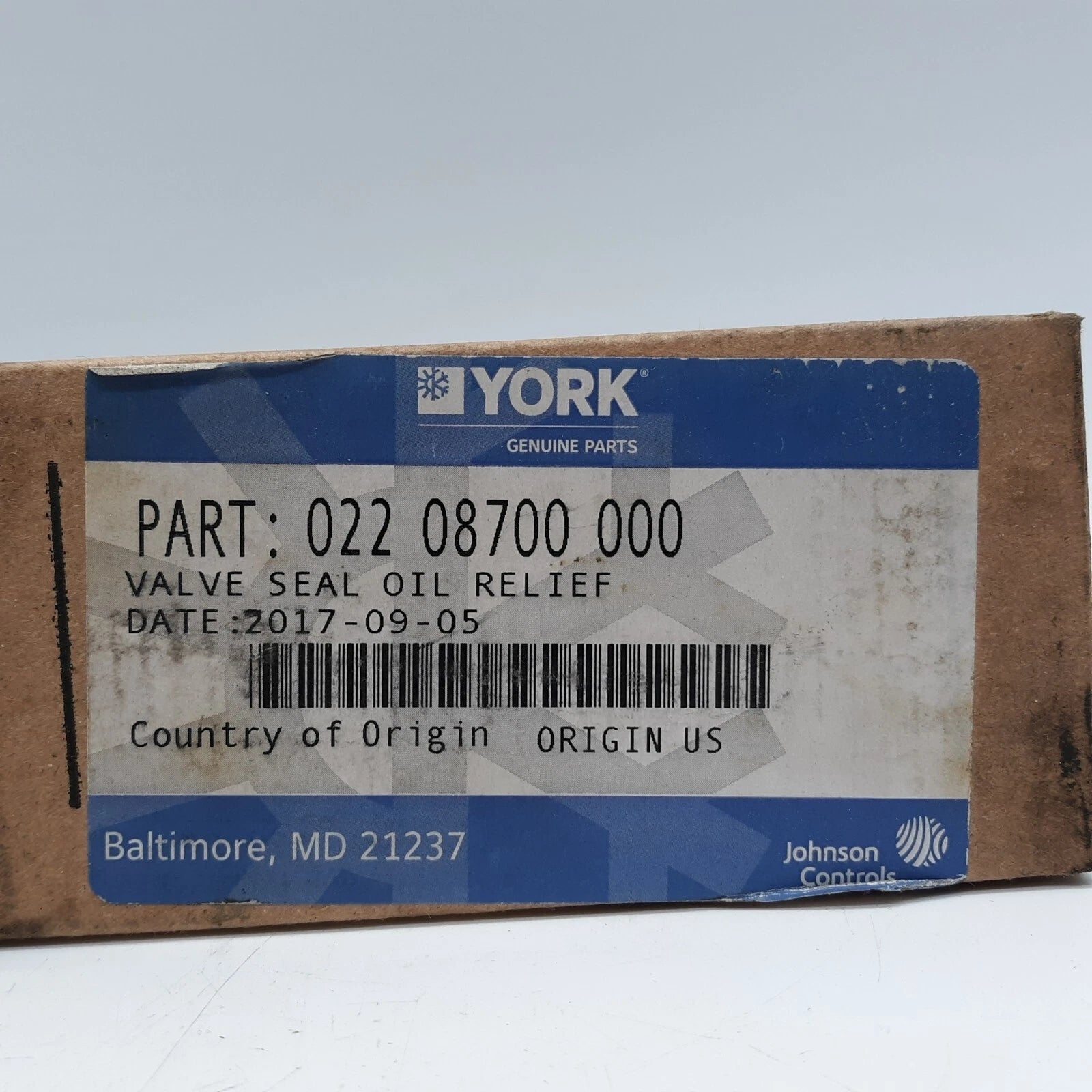 YORK YORK 022-08700-000 Oil Relief Valve Seal