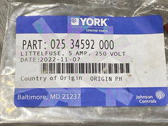 YORK YORK 025-34592-000 Fuse 5A 250V