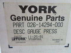 YORK YORK 026-14294-000 High Pressure Gauge
