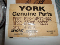 YORK YORK 026-14572-002 Pressure Gauge 3-1/2 Diameter