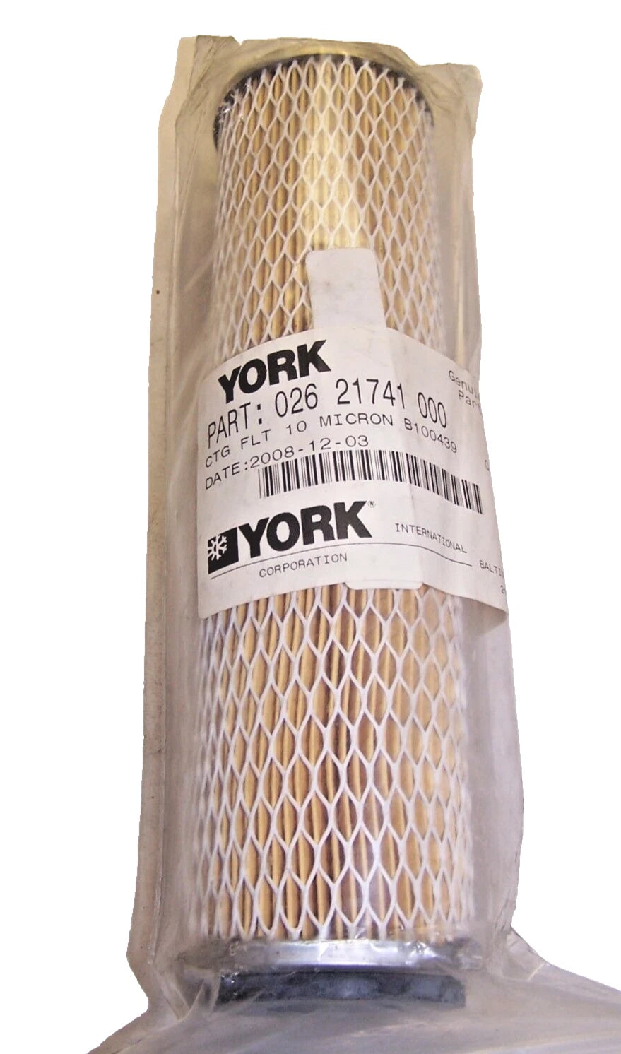 YORK YORK 026-21741-000 Filter Cartridge 10 Micron
