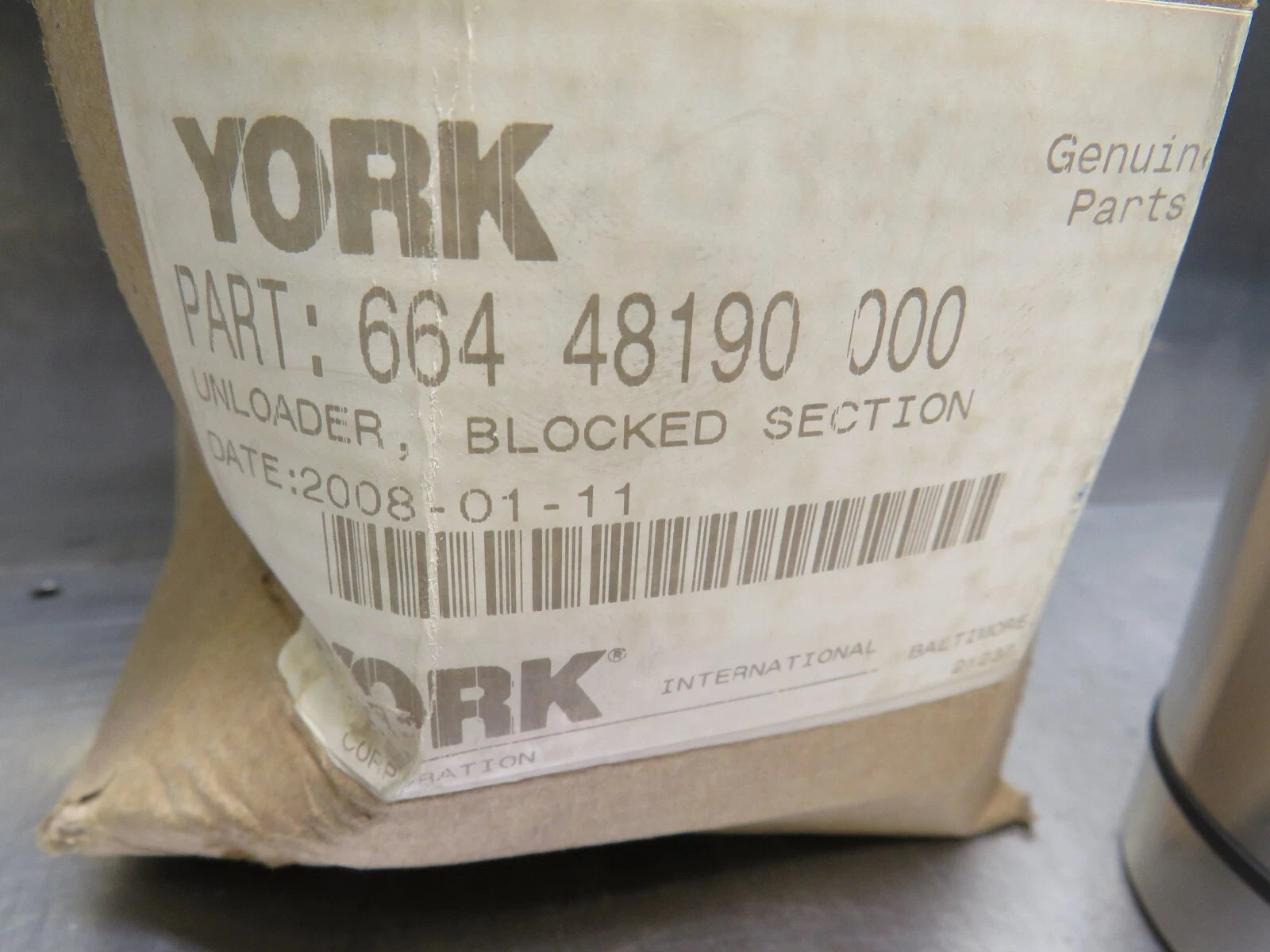 YORK YORK 664-48190-000 Unloader Piston Blocked Section