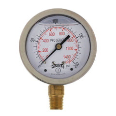 WINTERS INSTRUMENTS Winters Instruments PFQ806 2-1/2 Stainless Steel Liquid Filled Gauge 1/4 Bottom NPT w/ Brass Internals