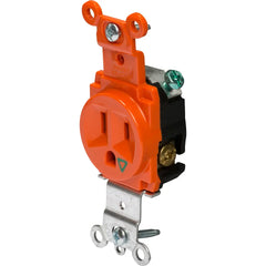 LEGRAND Pass & Seymour IG5261 Isolated Ground Heavy-Duty Spec Grade Single Receptacle, Back and Side Wire, 15A, 125 VAC, Orange
