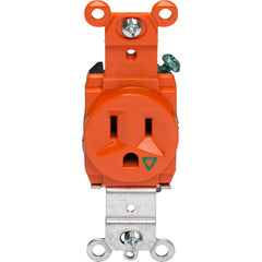 LEGRAND Pass & Seymour IG5261 Isolated Ground Heavy-Duty Spec Grade Single Receptacle, Back and Side Wire, 15A, 125 VAC, Orange