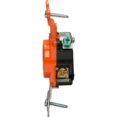 LEGRAND Pass & Seymour IG5261 Isolated Ground Heavy-Duty Spec Grade Single Receptacle, Back and Side Wire, 15A, 125 VAC, Orange