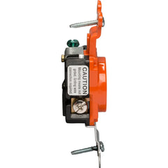 LEGRAND Pass & Seymour IG5261 Isolated Ground Heavy-Duty Spec Grade Single Receptacle, Back and Side Wire, 15A, 125 VAC, Orange