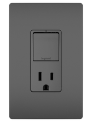 LEGRAND Pass & Seymour RCD38TRBK Combination Single Pole/3-Way Switch & Tamper Resistant Receptacle, 15A 120/125V - Black