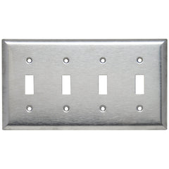 LEGRAND Pass & Seymour SL-4 4Gang Wall Plate Toggle Standard - 430 Stainless Steel