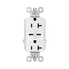 LEGRAND Pass & Seymour TR20USBCC6W Ultra-Fast USB Charging Receptacle 20 A 125 VAC