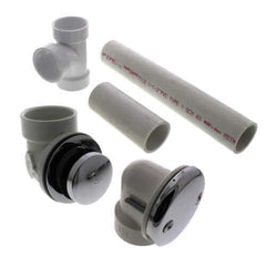 JONES STEPHENS Jones Stephens B07132 Bath Waste Standard Full Kit - CP Toe Pop-Up Drain w/ 2 Hole Face Plate (PVC)