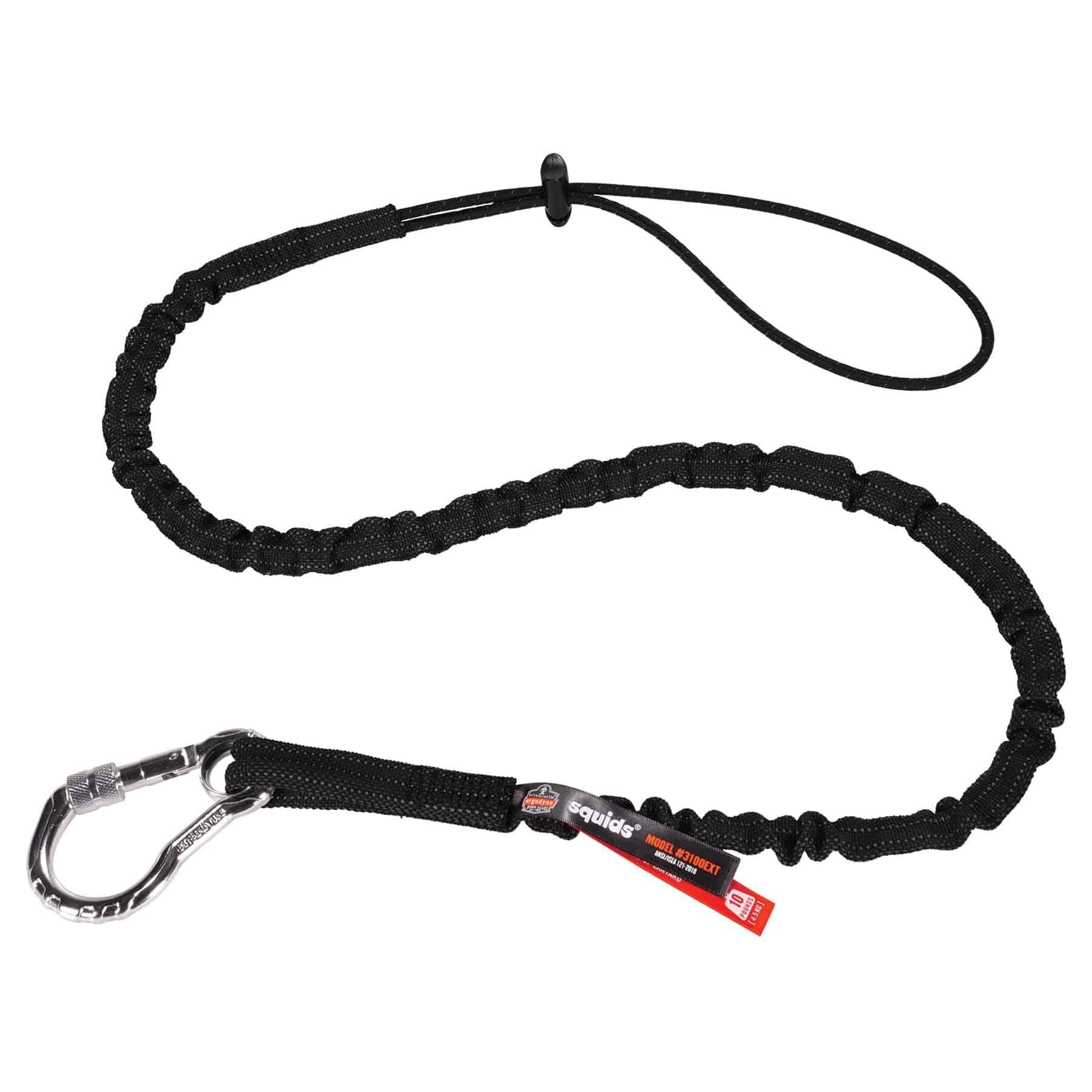 ERGODYNE Squids 19012 Squids® 3100 Single Carabiner Tool Lanyard 10lbs Extended Lime
