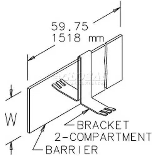 HOFFMAN Hoffman F66BB2C Brackets 2 Compart Qty 5 Fits 6.00x6.00 Steel/Gray