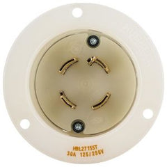 HUBBELL WIRING Hubbell Wiring HBL2715ST Locking Devices Twist-Lock Industrial Insulgrip Flanged Inlet 30A 125/250V 3-Pole 4-Wire Grounding White
