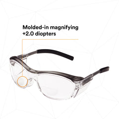 3M 3M 7000052798 Nuvo 2 Diopter Gray Safety Glasses With Clear Anti-Fog Lens